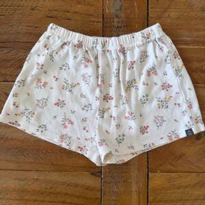 Girls White Floral Pull-On Cotton Shorts